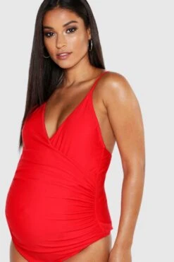 Maternité - Maillot De Bain Cache-cœur Effet Bandage -FR Chemises Soldes Magasin bzz47323 red xl 3