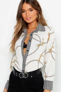 Chemise à Imprimé Chaîne -FR Chemises Soldes Magasin dzz05014 black xl 3