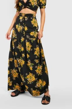 Ensemble Fleuri Avec Jupe Longue -FR Chemises Soldes Magasin dzz23346 black xl 3