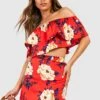 BOOHOO Ensemble à Imprimé Fleuri Avec Top Volanté Et Mini-jupe