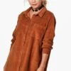 Chemise Côtelée Oversize à Bords Bruts -FR Chemises Soldes Magasin dzz44031 camel xl