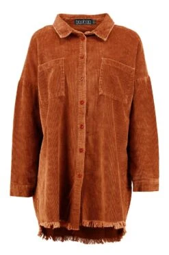 Chemise Côtelée Oversize à Bords Bruts 8 Chemise Côtelée Oversize à Bords Bruts -FR Chemises Soldes Magasin dzz44031 camel xl 2
