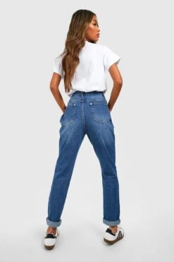 Jean Mom Délavé Taille Haute -FR Chemises Soldes Magasin dzz85112 blue xl 1