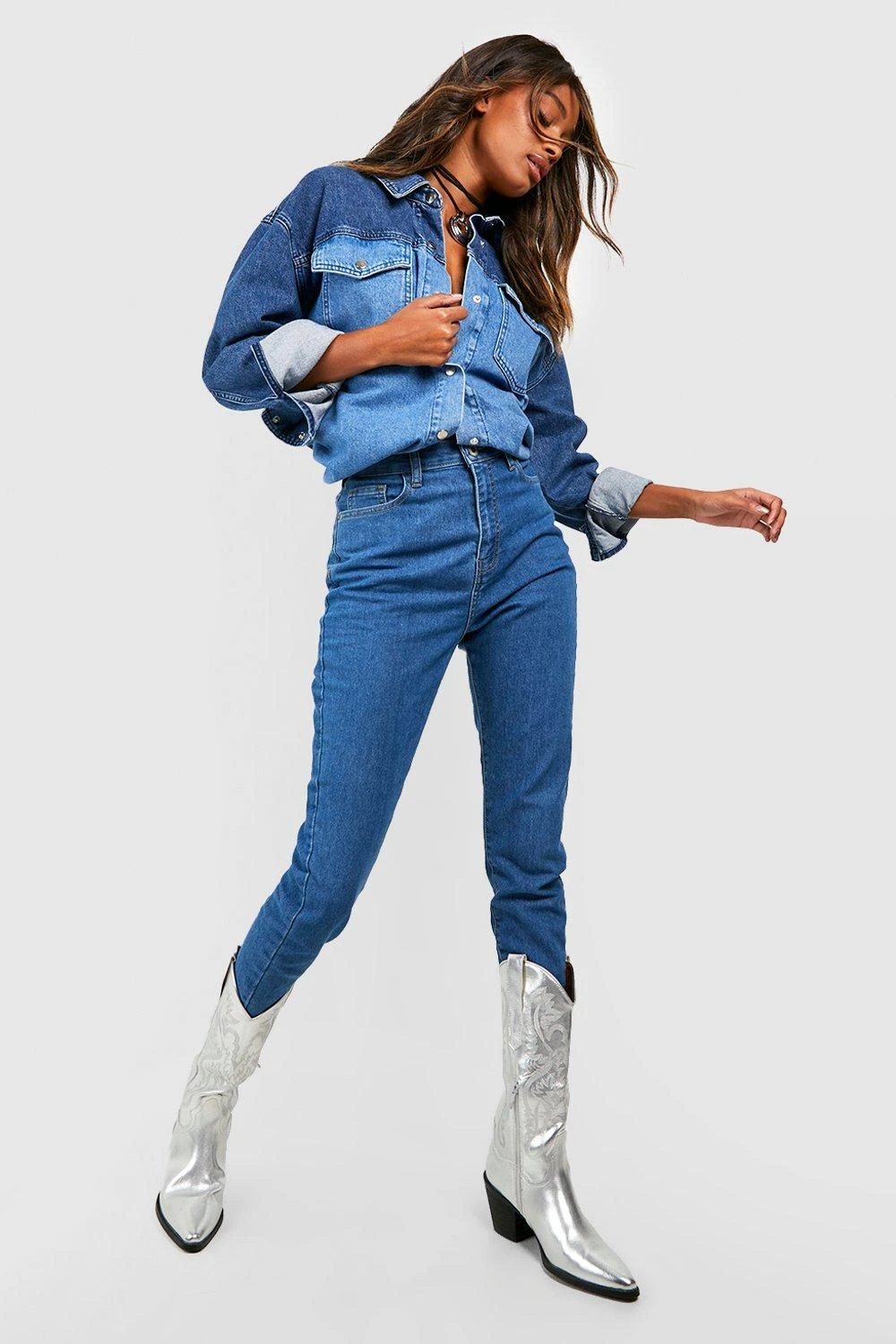 Jean Skinny Taille Haute à 5 Poches 6 Jean Skinny Taille Haute à 5 Poches – Image 4