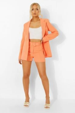 Short Slim Ceinturé à Coutures Apparentes 8 Short Slim Ceinturé à Coutures Apparentes -FR Chemises Soldes Magasin fzz15133 coral xl 2