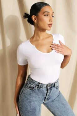 Body Basique à Encoche 8 Body Basique à Encoche -FR Chemises Soldes Magasin fzz16731 white xl 3