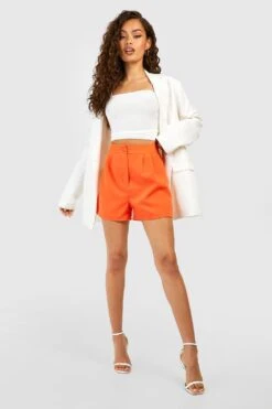 Short Slim Effet Plissé -FR Chemises Soldes Magasin fzz22010 tangerine xl 2