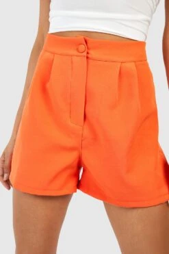 Short Slim Effet Plissé -FR Chemises Soldes Magasin fzz22010 tangerine xl 3