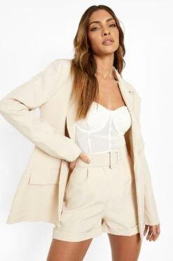 Short Mi-long Avec Ceinture -FR Chemises Soldes Magasin fzz22068 cream xl 2