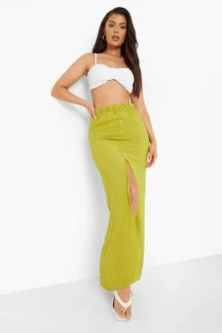 BOOHOO Jupe Longue Tissée Et Texturée à Boutons Premium