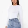 BOOHOO Body Basique à Col Ras-du-cou Et Manches Longues -FR Chemises Soldes Magasin fzz27116 white xl