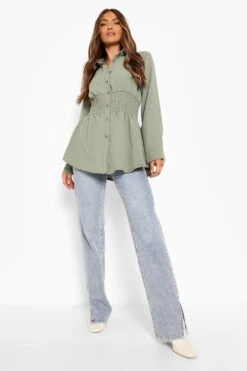 Chemise Froncée à La Taille -FR Chemises Soldes Magasin fzz32834 olive xl 2