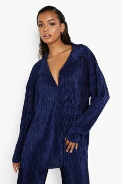 Chemise Oversize Effet Froissé -FR Chemises Soldes Magasin fzz32861 navy xl 3