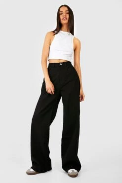 Jean Large Basique Taille Haute 8 Jean Large Basique Taille Haute -FR Chemises Soldes Magasin fzz34990 black xl 2