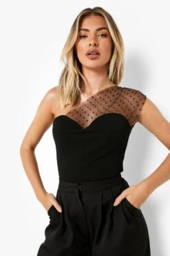 Body Asymétrique En Organza -FR Chemises Soldes Magasin fzz35223 black xl 2