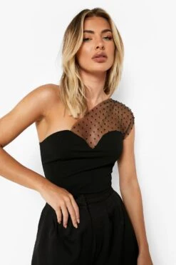 Body Asymétrique En Organza -FR Chemises Soldes Magasin fzz35223 black xl 3