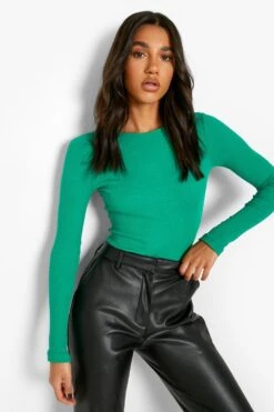 Body Côtelé à Manches Longues