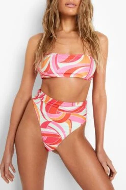 Bas De Maillot De Bain Taille Haute à Imprimé Abstrait 9 Bas De Maillot De Bain Taille Haute à Imprimé Abstrait -FR Chemises Soldes Magasin fzz37195 multi xl 3