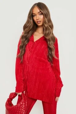 Chemise Oversize Côtelée Coupe Décontractée