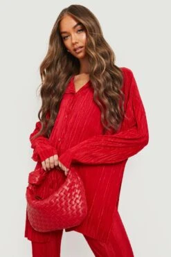 Chemise Oversize Côtelée Coupe Décontractée 9 Chemise Oversize Côtelée Coupe Décontractée -FR Chemises Soldes Magasin fzz37672 red xl 3