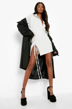 Mini-jupe Froncée à Fente 8 Mini-jupe Froncée à Fente -FR Chemises Soldes Magasin fzz38947 ecru xl 2