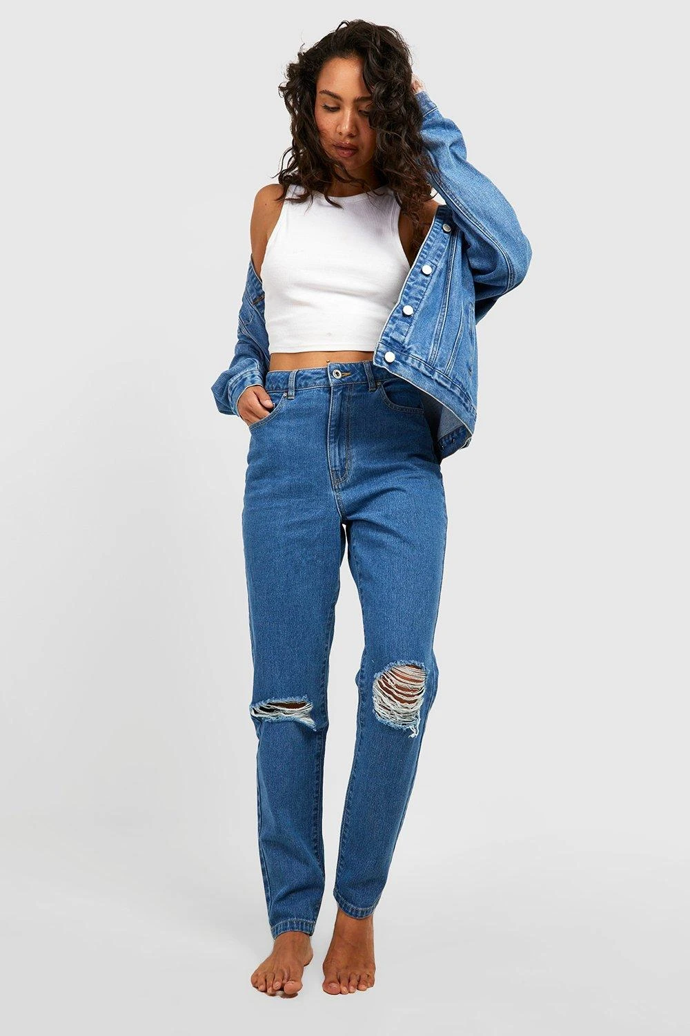 Jean Mom Déchiré Taille Haute 6 Jean Mom Déchiré Taille Haute – Image 4