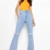 Jean Bootcut Déchiré à Taille Haute 2 Jean Bootcut Déchiré à Taille Haute -FR Chemises Soldes Magasin fzz40273 light20wash xl
