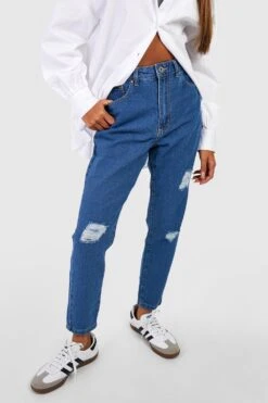 Jean Mom Déchiré Taille Mi-haute -FR Chemises Soldes Magasin fzz40489 mid20wash xl 3