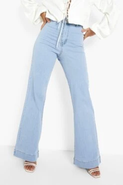 Jean Flare Délavé En Denim Stretch -FR Chemises Soldes Magasin fzz40661 light20blue xl 3