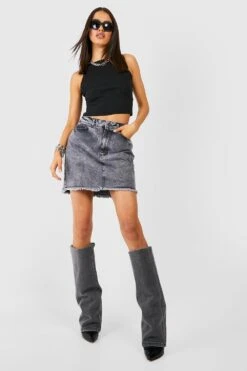 Mini-jupe En Jean à Bords Bruts -FR Chemises Soldes Magasin fzz61411 washed20black xl 2