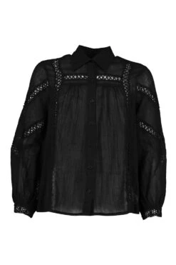 Chemise En Coton à Détails En Crochet 8 Chemise En Coton à Détails En Crochet -FR Chemises Soldes Magasin fzz70072 black xl 2