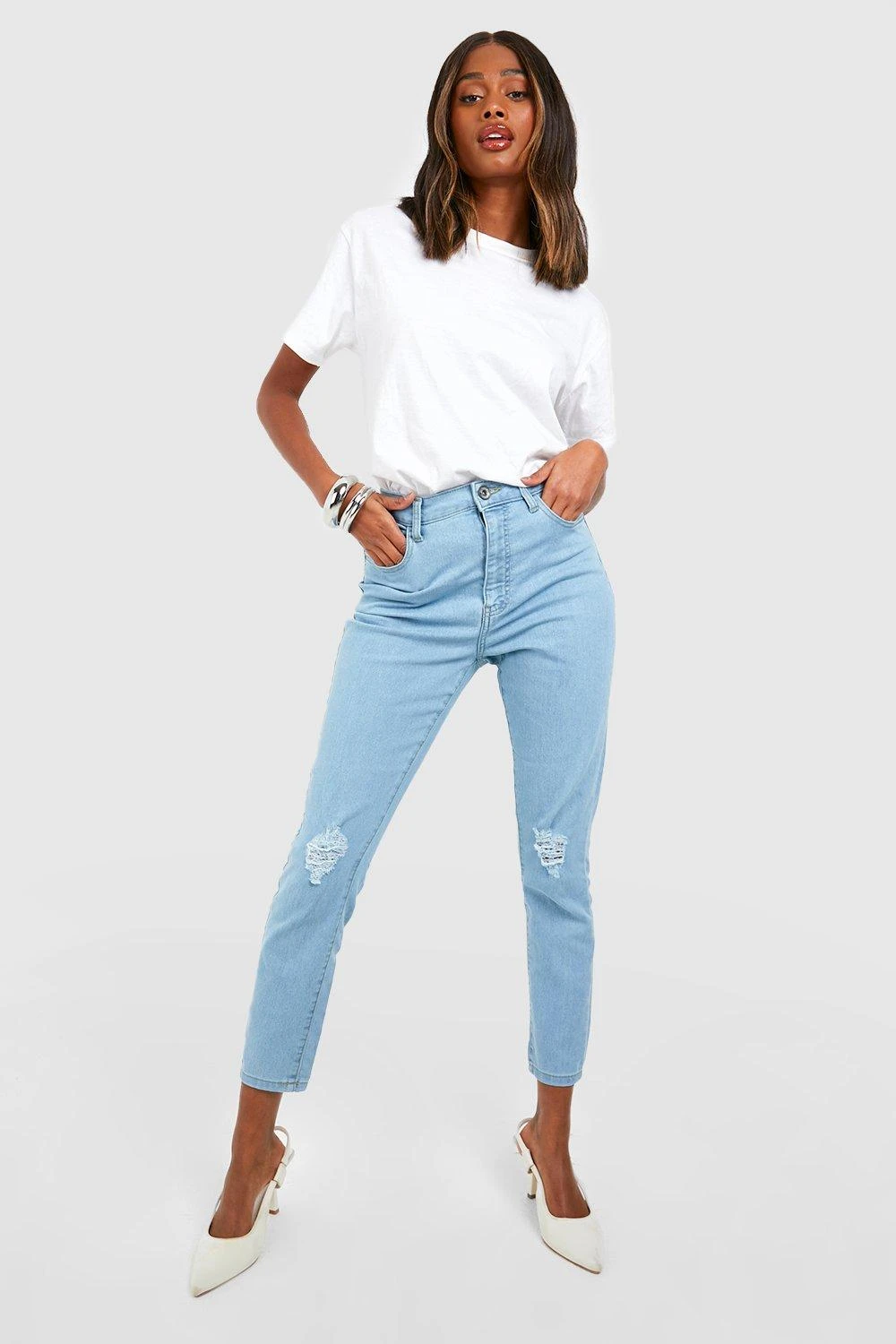 BOOHOO Jean Skinny Basique Fendu Taille Haute 5 BOOHOO Jean Skinny Basique Fendu Taille Haute – Image 3