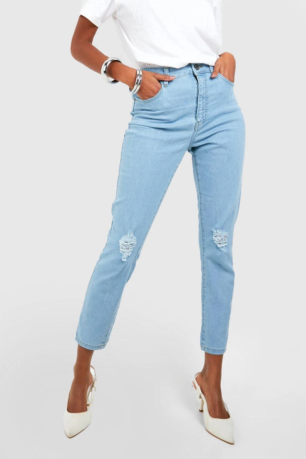 BOOHOO Jean Skinny Basique Fendu Taille Haute 6 BOOHOO Jean Skinny Basique Fendu Taille Haute – Image 4
