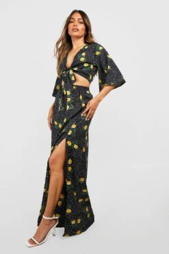 Ensemble à Imprimé Fleuri Avec Jupe Longue -FR Chemises Soldes Magasin fzz98677 black xl 2