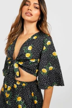 Ensemble à Imprimé Fleuri Avec Jupe Longue -FR Chemises Soldes Magasin fzz98677 black xl 3