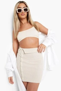 Mini-jupe Côtelée Boutonnée