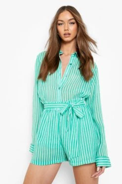 Chemise Oversize Rayée -FR Chemises Soldes Magasin gzz00743 green xl 3