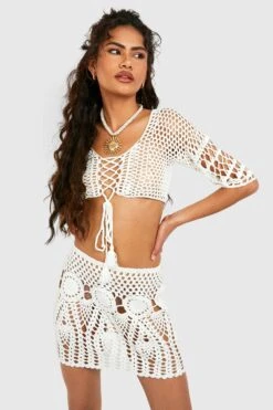 Ensemble En Crochet Premium à Lacets -FR Chemises Soldes Magasin gzz02520 white xl 2