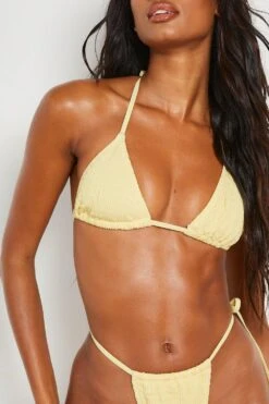 BOOHOO Haut De Maillot Triangle Froncé -FR Chemises Soldes Magasin gzz02901 yellow xl 3