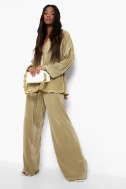 Chemise Oversize Effet Plissé Premium -FR Chemises Soldes Magasin gzz03140 khaki xl 2