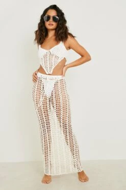 Ensemble Premium Avec Crop Top Style Corset Et Jupe Longue -FR Chemises Soldes Magasin gzz05970 ivory xl 2