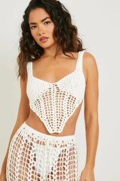 Ensemble Premium Avec Crop Top Style Corset Et Jupe Longue -FR Chemises Soldes Magasin gzz05970 ivory xl 3