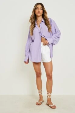 Chemise Effet Plissé à Manches Volumineuses 8 Chemise Effet Plissé à Manches Volumineuses -FR Chemises Soldes Magasin gzz10409 lilac xl 2