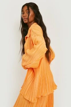 Chemise Plissée Effet Mat Coupe Relax -FR Chemises Soldes Magasin gzz10430 orange xl 1