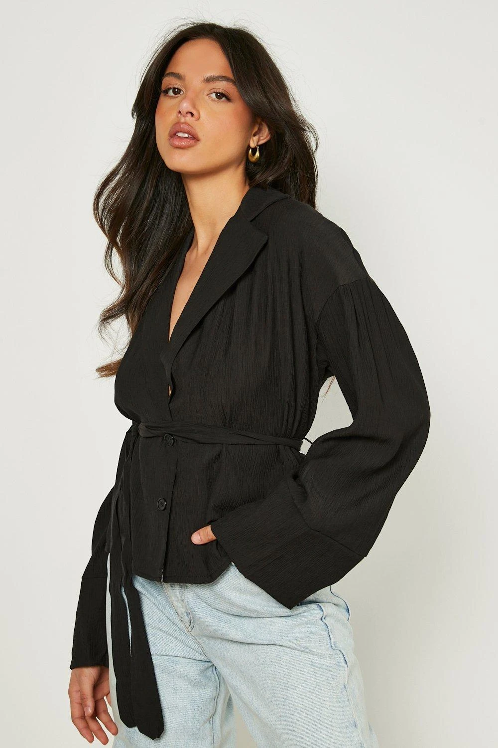 Chemise Effet Plissé Nouée à La Taille 3 Chemise Effet Plissé Nouée à La Taille