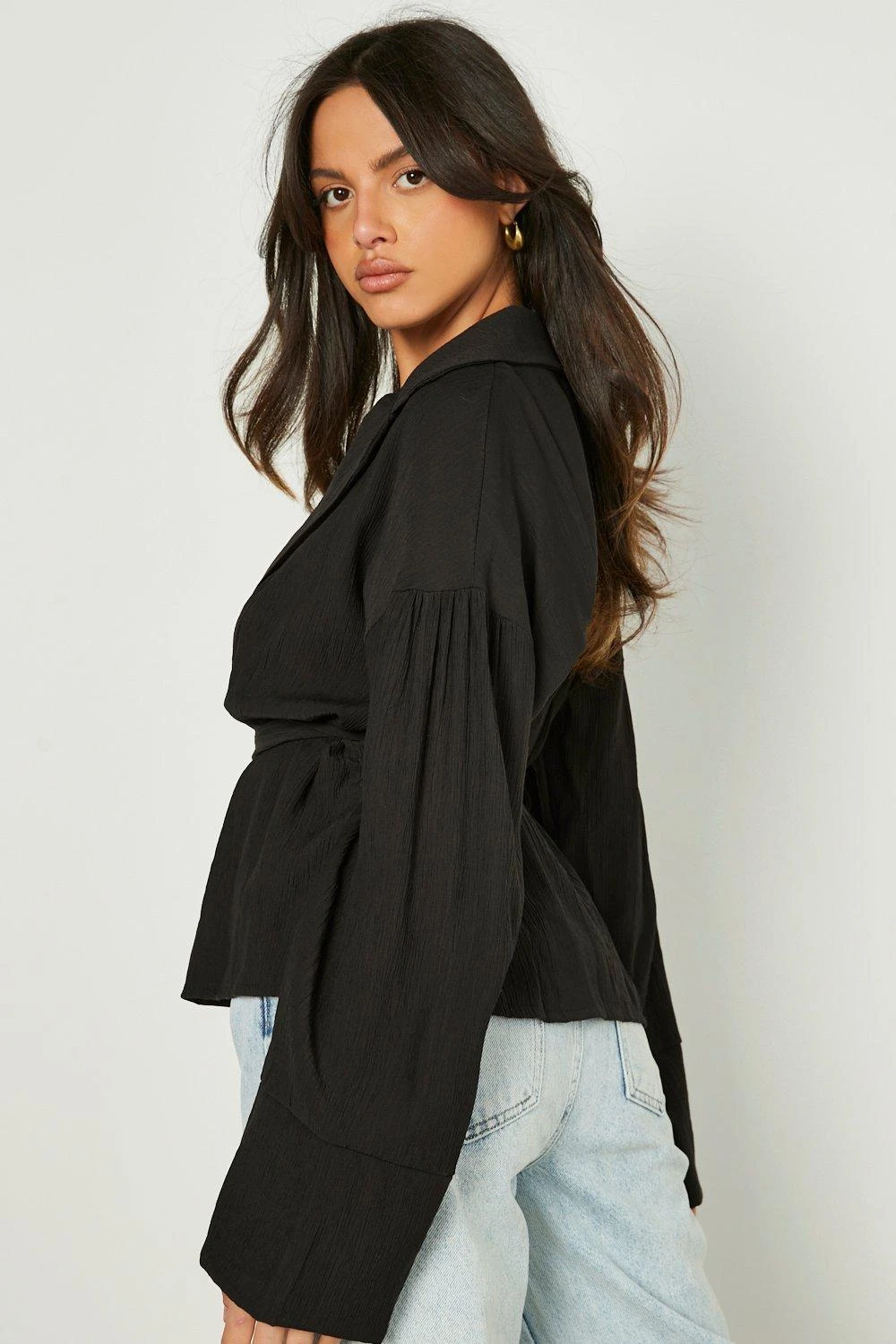 Chemise Effet Plissé Nouée à La Taille 4 Chemise Effet Plissé Nouée à La Taille – Image 2