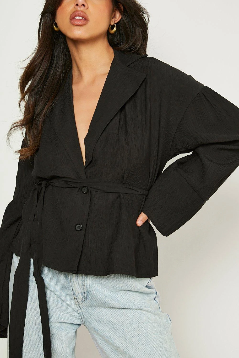 Chemise Effet Plissé Nouée à La Taille 6 Chemise Effet Plissé Nouée à La Taille – Image 4