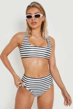 Top De Bikini à Col Rond Et Imprimé Nautique