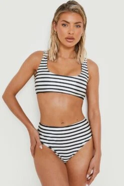Top De Bikini à Col Rond Et Imprimé Nautique -FR Chemises Soldes Magasin gzz11234 black xl 2
