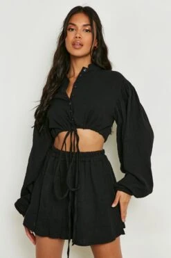 Short Texturé Fluide -FR Chemises Soldes Magasin gzz11528 black xl 2